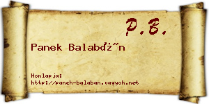 Panek Balabán névjegykártya